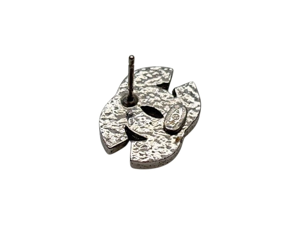 Chanel Earrings CC Logo 07 Metal Square Rhinestone Silver — view 5