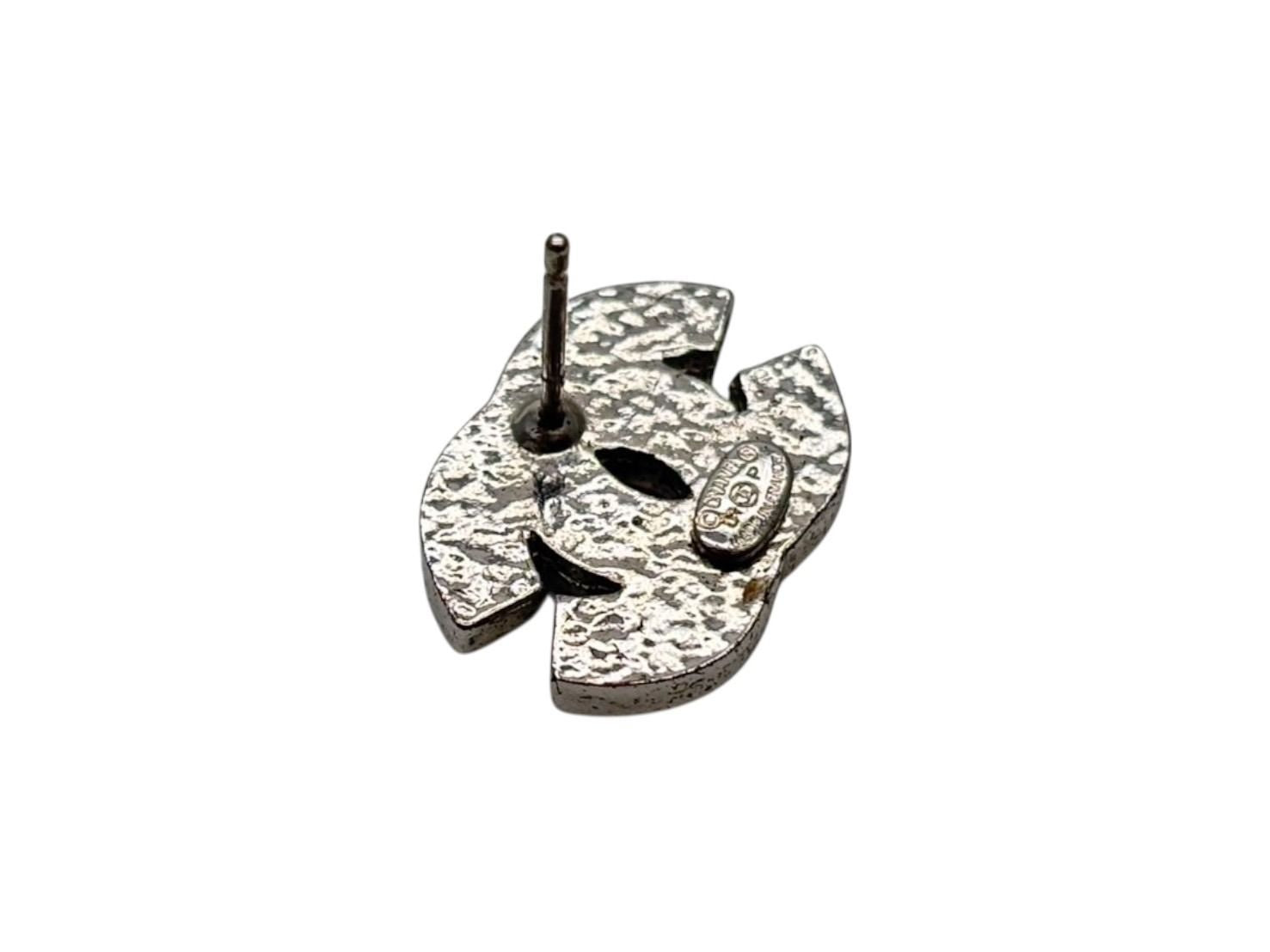 Chanel Earrings CC Logo 07 Metal Square Rhinestone Silver — view 5