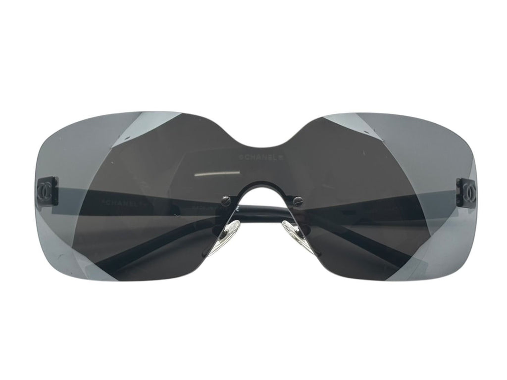 Chanel Rimless Sunglasses Eyewear 120 CC Logo Black