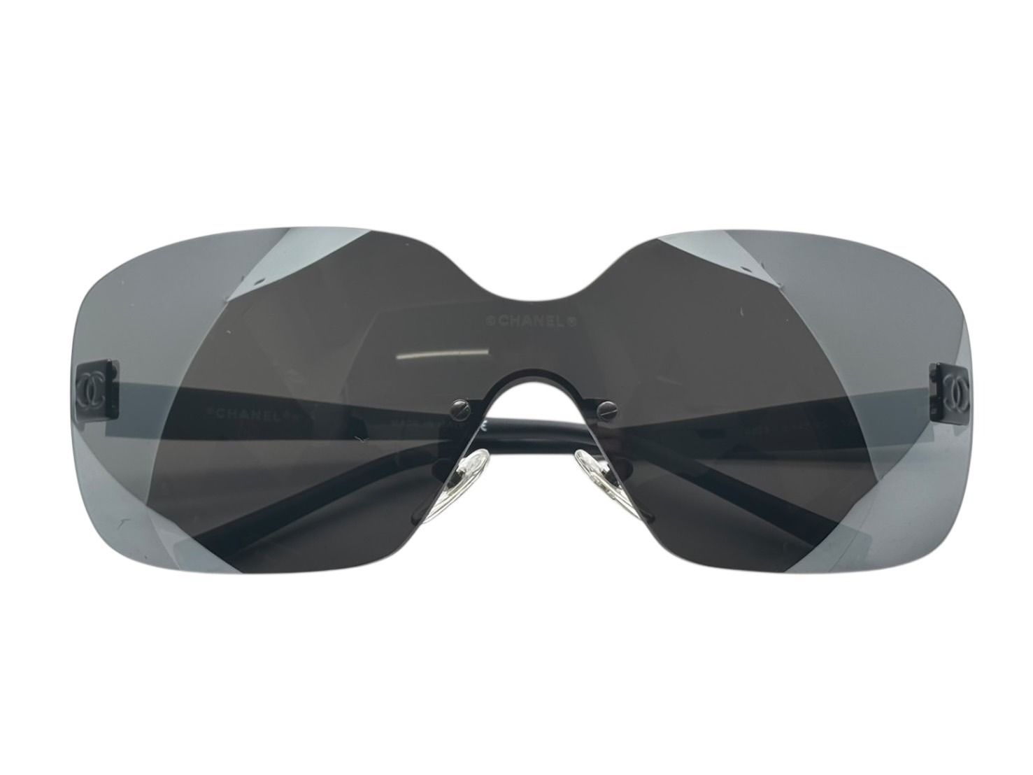 Chanel Rimless Sunglasses Eyewear 120 CC Logo Black