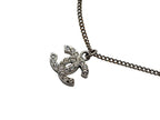 Chanel CC Logo Necklace 11 44 Rhinestone Metal Clear Silver — view 3