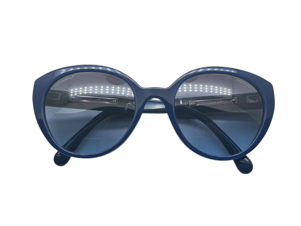 Chanel Wellington Sunglasses Eyewear CC Logo Enamel Acetate Blue Green