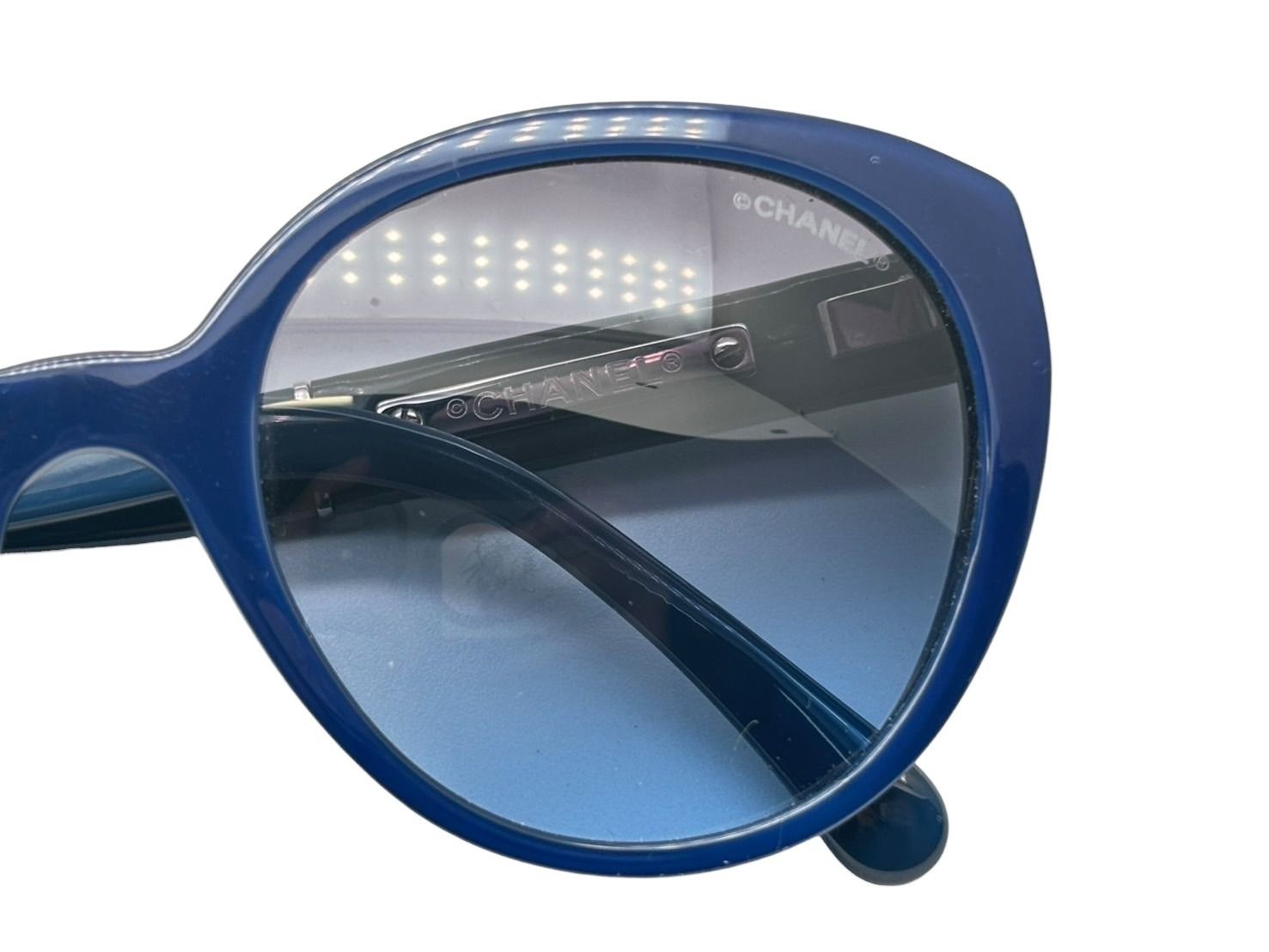 Chanel Wellington Sunglasses Eyewear CC Logo Enamel Acetate Blue Green — view 3