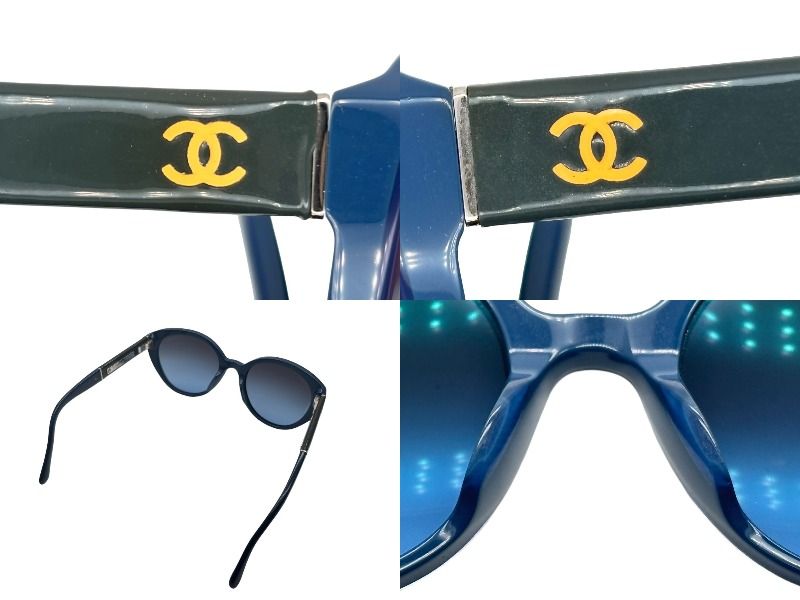 Chanel Wellington Sunglasses Eyewear CC Logo Enamel Acetate Blue Green — view 7