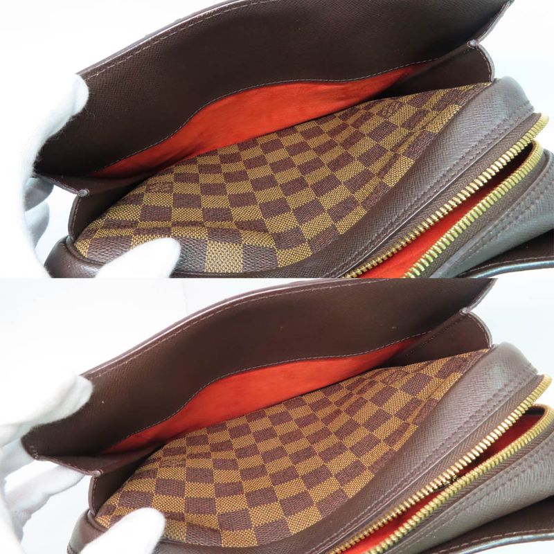 Louis Vuitton Triana Damier Ebene Handbag Brown Gold Hardware — view 8