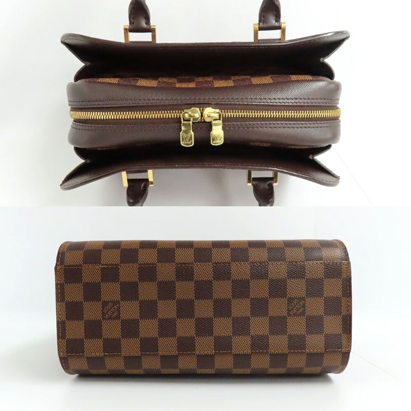 Louis Vuitton Triana Damier Ebene Handbag Brown Gold Hardware — view 5