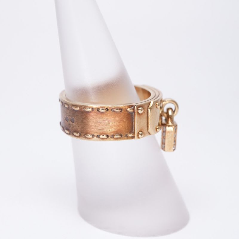 Hermes Kelly Ring 750 Gold Vintage Antique Hallmarked Diamond Jewelry — view 4