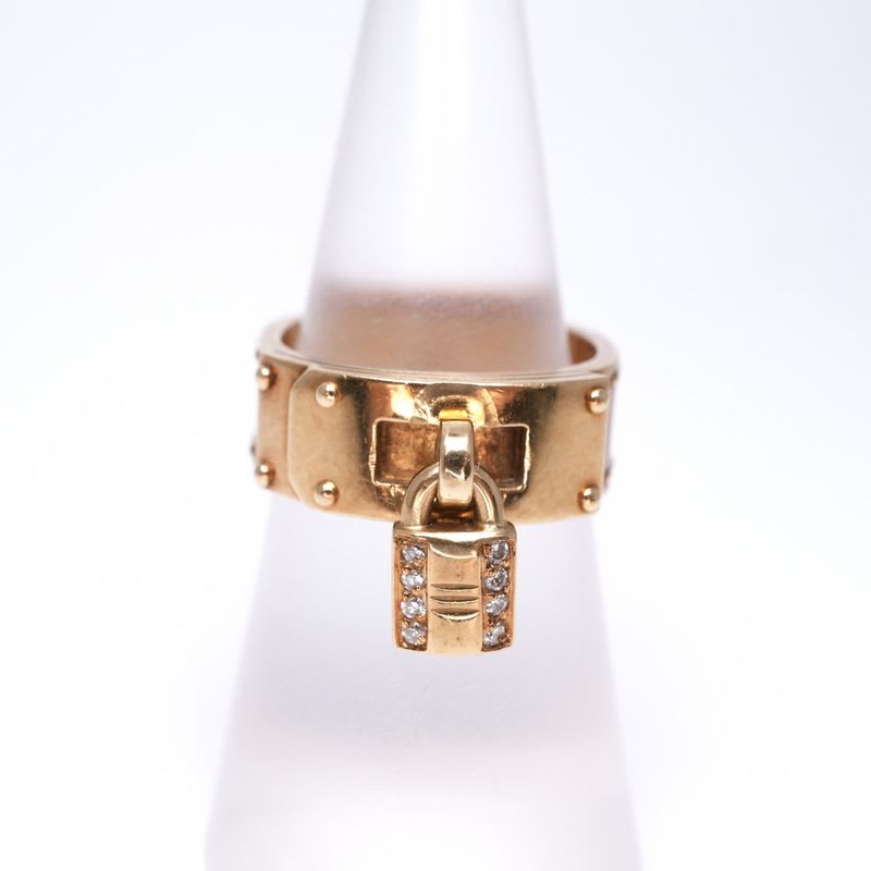 Hermes Kelly Ring 750 Gold Vintage Antique Hallmarked Diamond Jewelry — view 3