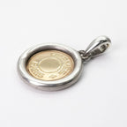 Hermes Serie Necklace Pendant Choker AU 750 AG 925 Gold Coin Medal — view 4