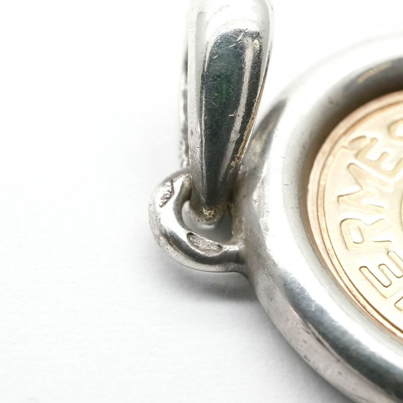 Hermes Serie Necklace Pendant Choker AU 750 AG 925 Gold Coin Medal — view 5
