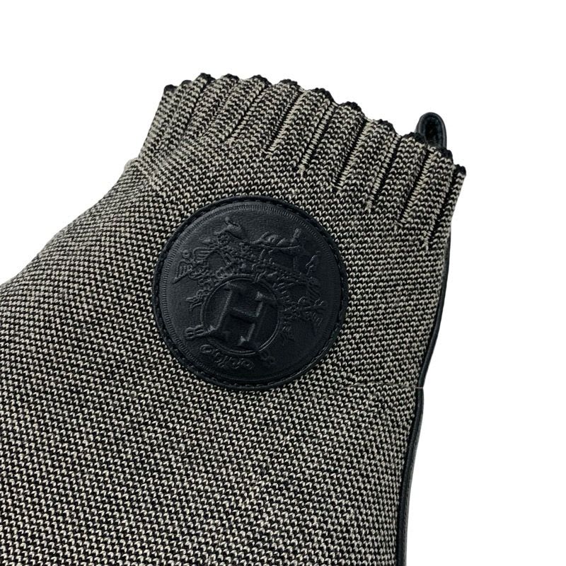 Hermes Volver Boots Short Shoes Fabric Gray Black Sock Exlibris Knit — view 9