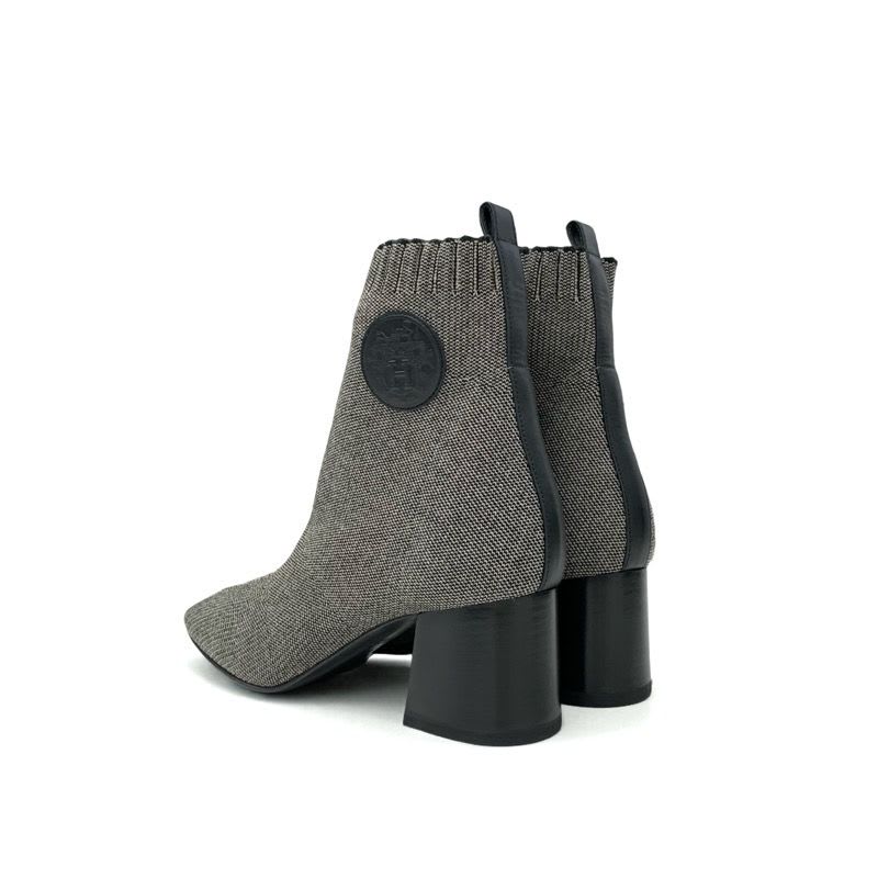 Hermes Volver Boots Short Shoes Fabric Gray Black Sock Exlibris Knit — view 4