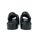 Prada Sandals Shoes Leather Black Logo Platform Padded Nappa — view 5