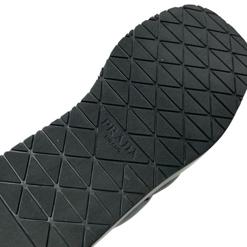 Prada Sandals Shoes Leather Black Logo Platform Padded Nappa — view 8
