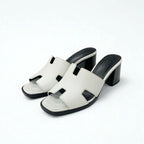 Hermes Area 60 Sandals Shoes Leather White Mules — view 2