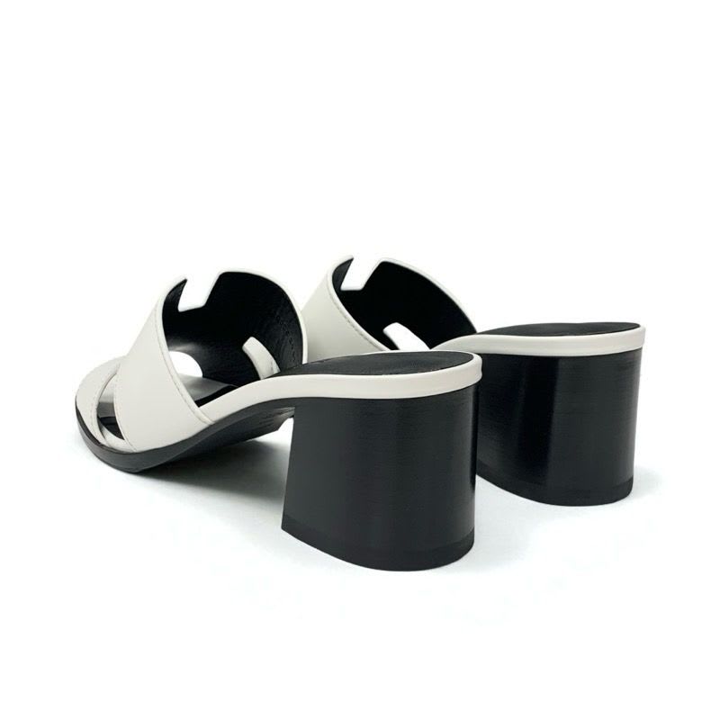 Hermes Area 60 Sandals Shoes Leather White Mules — view 5