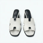 Hermes Area 60 Sandals Shoes Leather White Mules — view 3