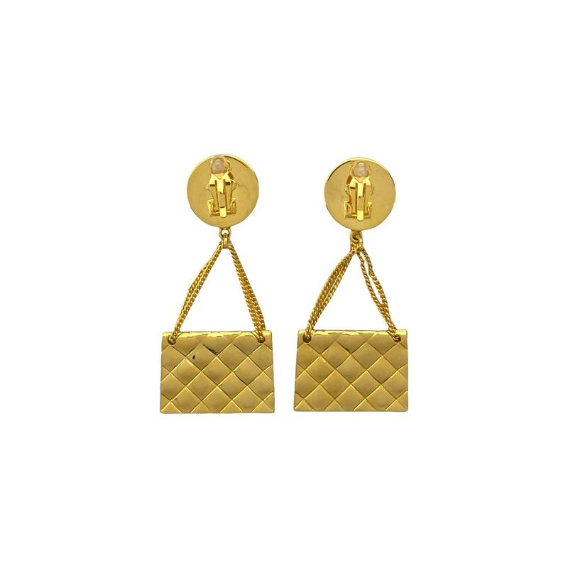 Chanel Vintage Quilted Bag Motif GP Earrings 94P — view 5