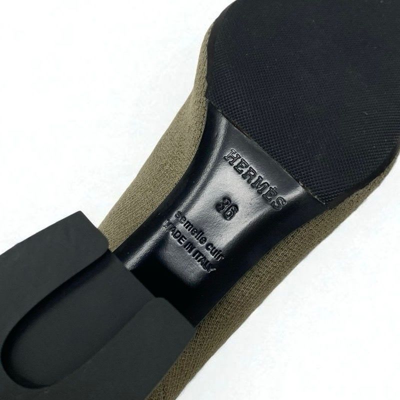 Hermes Volver Boots Short Shoes Fabric Leather Khaki Black Knit Exlibris — view 8