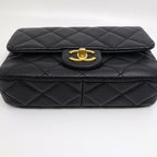 Chanel Quilted Chain Shoulder Bag Caviar Leather — view 5