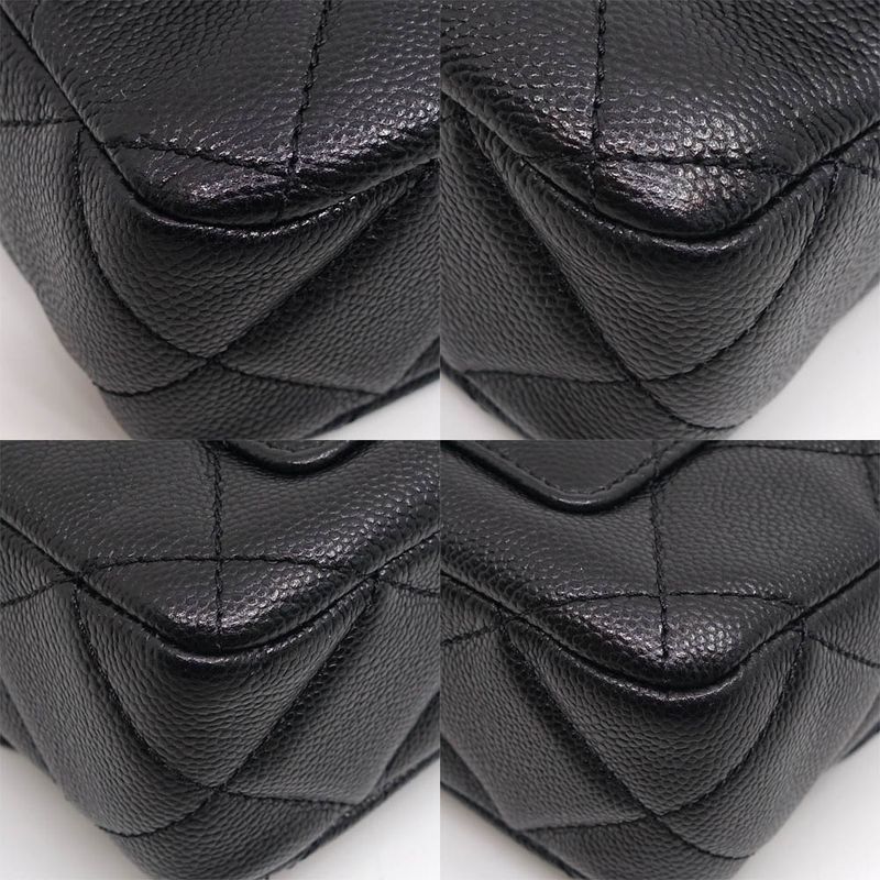 Chanel Quilted Chain Shoulder Bag Caviar Leather — view 6