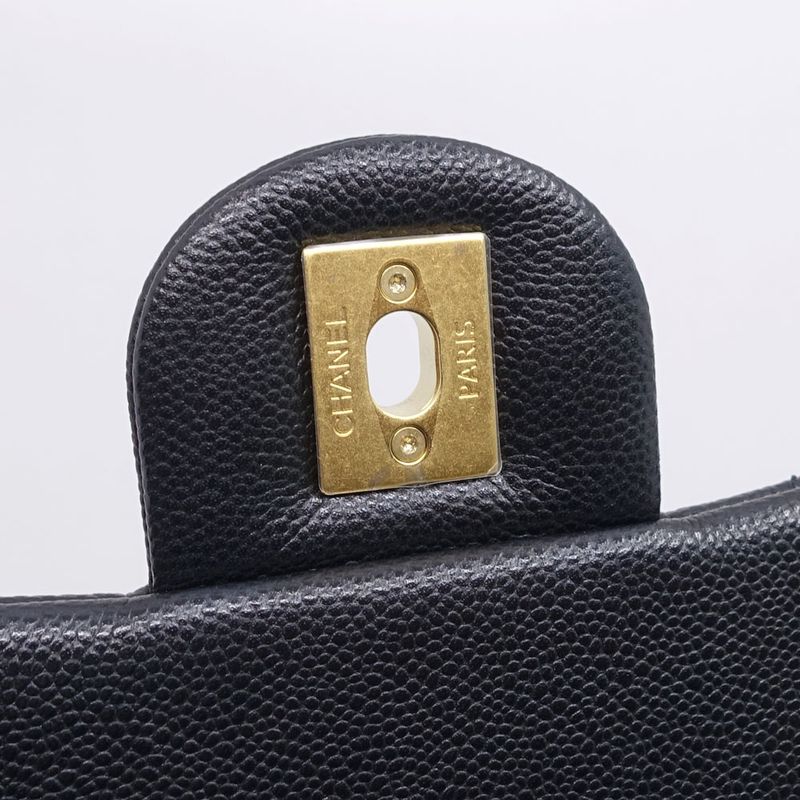 Chanel Quilted Chain Shoulder Bag Caviar Leather — view 9