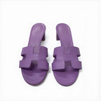 Hermes Oasis Sandals Shoes Leather Purple Mules — view 2