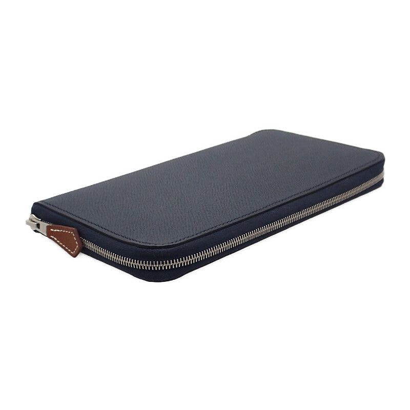 Hermes Azap Silk-in Long Wallet Vaux Epson Silk Navy Blue Indigo Barenia — view 6