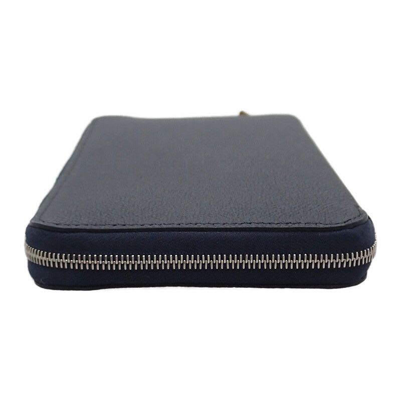 Hermes Azap Silk-in Long Wallet Vaux Epson Silk Navy Blue Indigo Barenia — view 4