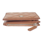 Chanel Classic Small Wallet Ap3388 Coin Case Grained Calfskin Camel Silver — view 6