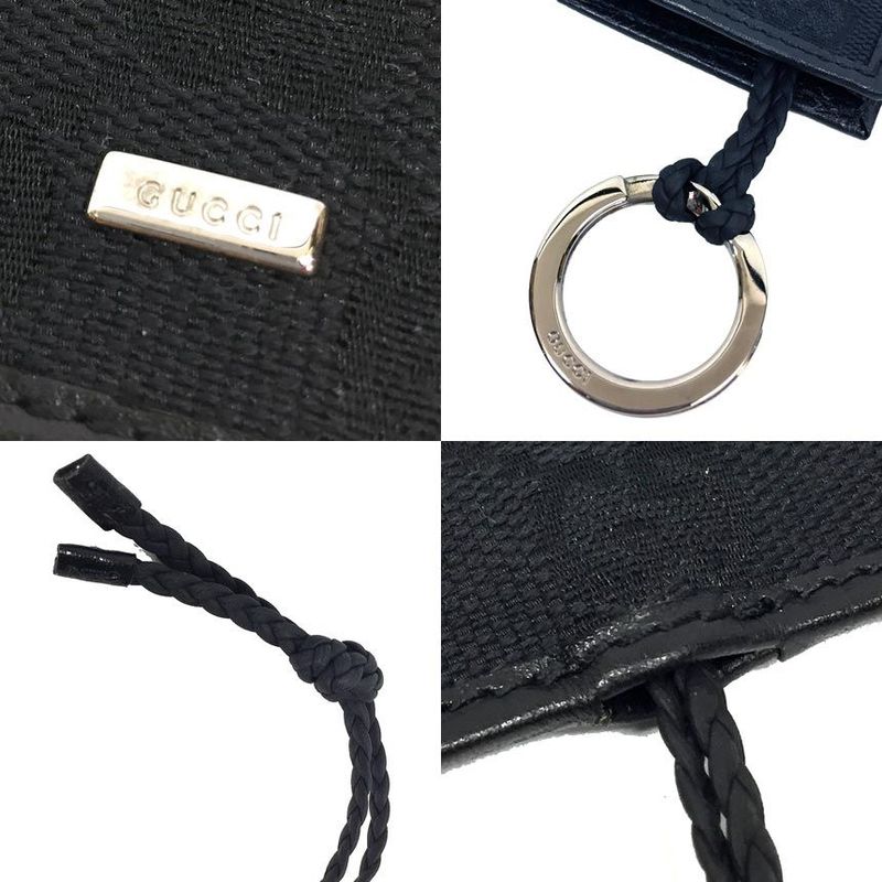 Gucci Sale GG Canvas Clochette Necklace Key Ring Holder Charm Black