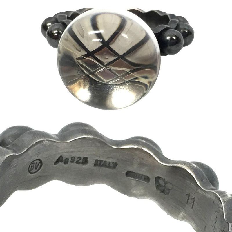 Bottega Veneta Silver Ring 11 Clear Stone Aq7951 — view 4