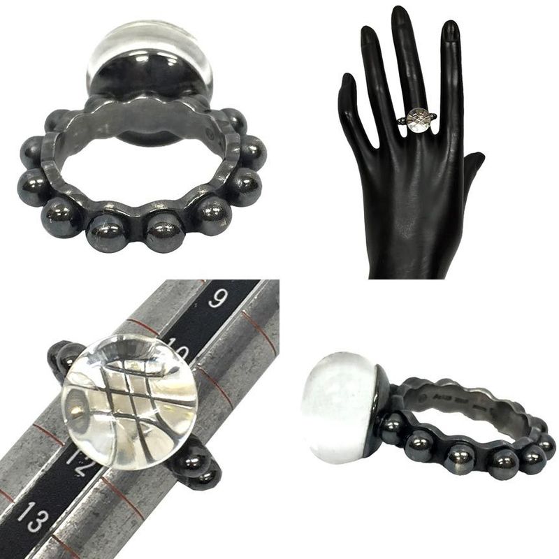 Bottega Veneta Silver Ring 11 Clear Stone Aq7951 — view 3
