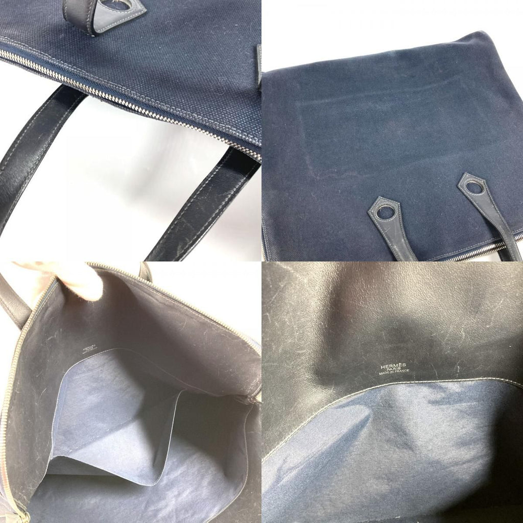 Hermes Handbag Sac Ibou Gm Leather Canvas Black — view 8