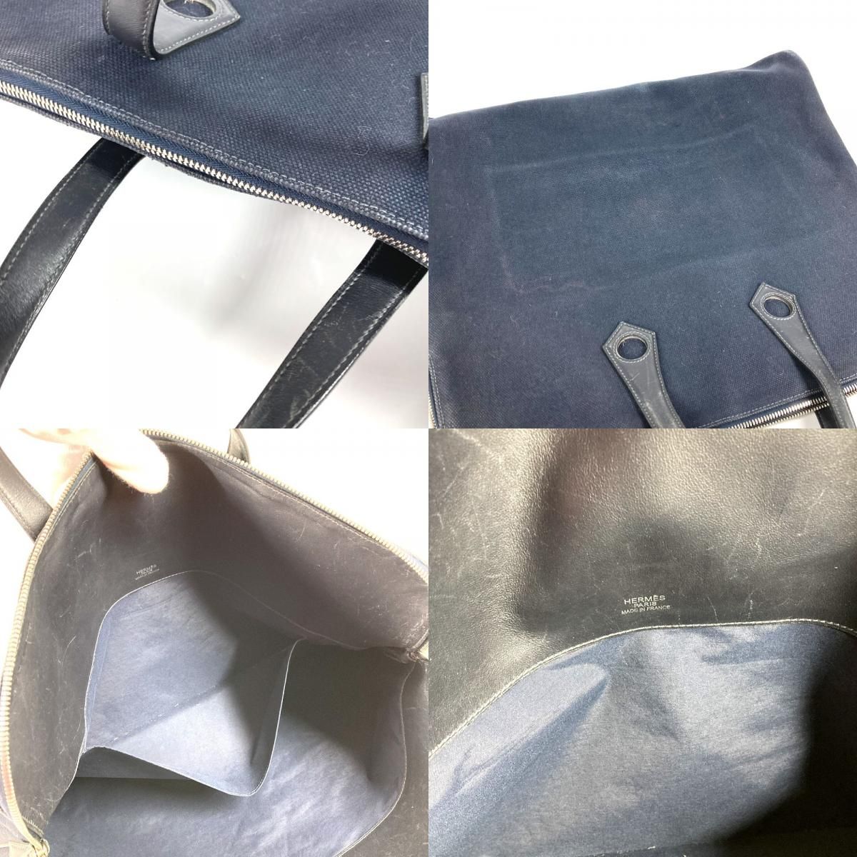 Hermes Handbag Sac Ibou Gm Leather Canvas Black — view 8