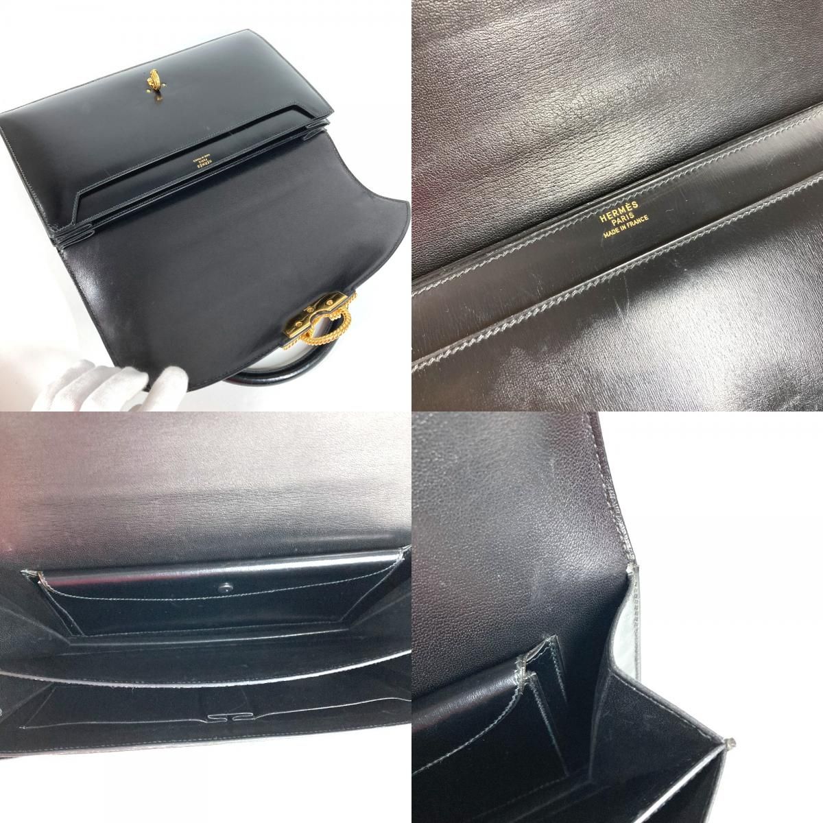 Hermes Handbag Cordelier Leather Black — view 8