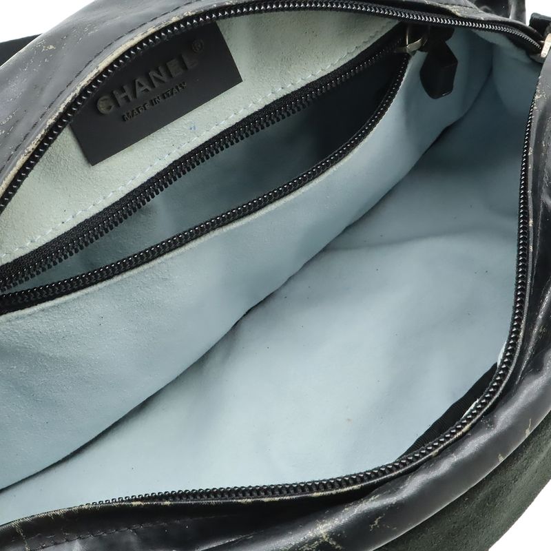 Chanel Sports Line Waist Pouch Bag Body Rubber Suede Black — view 7