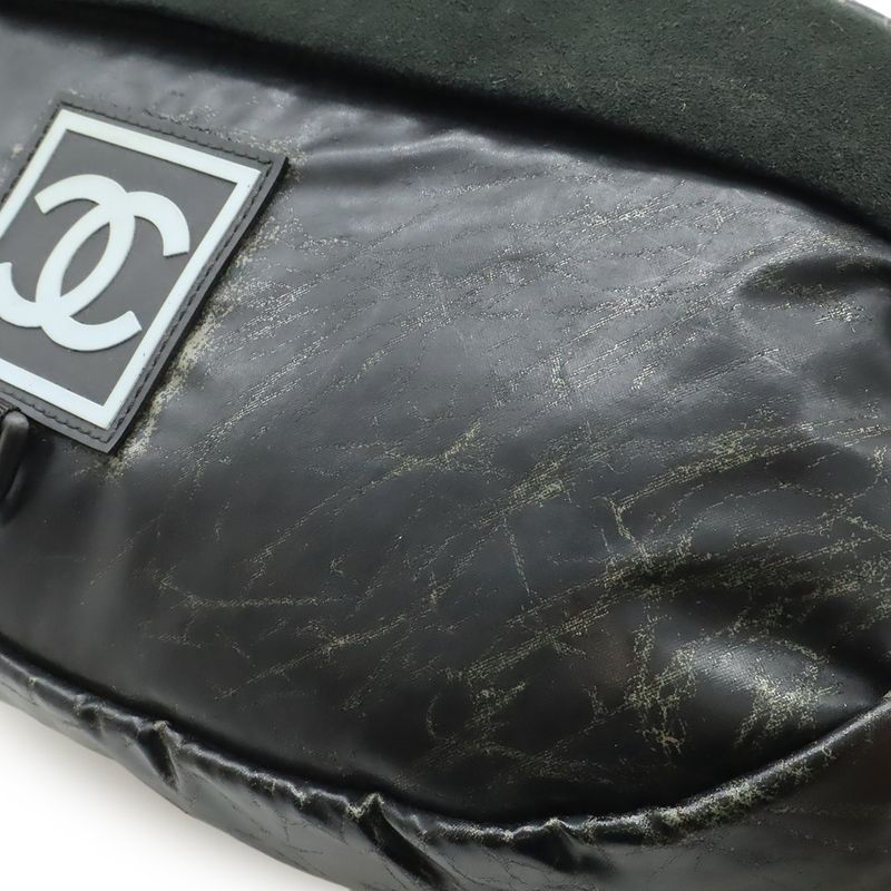 Chanel Sports Line Waist Pouch Bag Body Rubber Suede Black — view 6