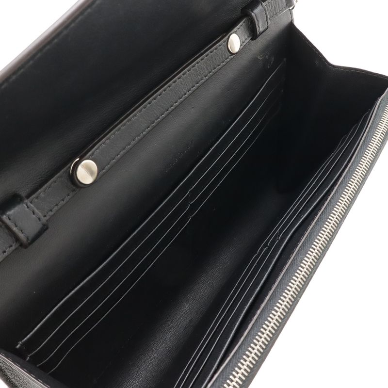Celine Pocket Large Flap Chain Wallet Shoulder Bag 2-Way Clutch Leather Black — view 5