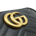 Gucci GG Marmont Shoulder Bag Pochette Chain Crossbody Quilted Leather Black — view 9