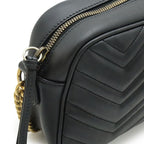 Gucci GG Marmont Shoulder Bag Pochette Chain Crossbody Quilted Leather Black — view 4