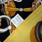 Gucci Reversible Silk Shawl Jackie Horse Harness Double Face Yellow Black — view 4