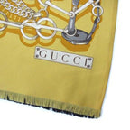 Gucci Reversible Silk Shawl Jackie Horse Harness Double Face Yellow Black — view 2