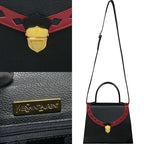 Yves Saint Laurent Cutout Punching Leather 2-Way Shoulder Bag Black