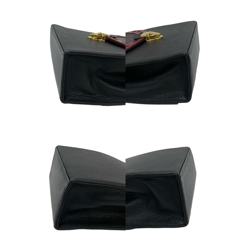 Yves Saint Laurent Cutout Punching Leather 2-Way Shoulder Bag Black