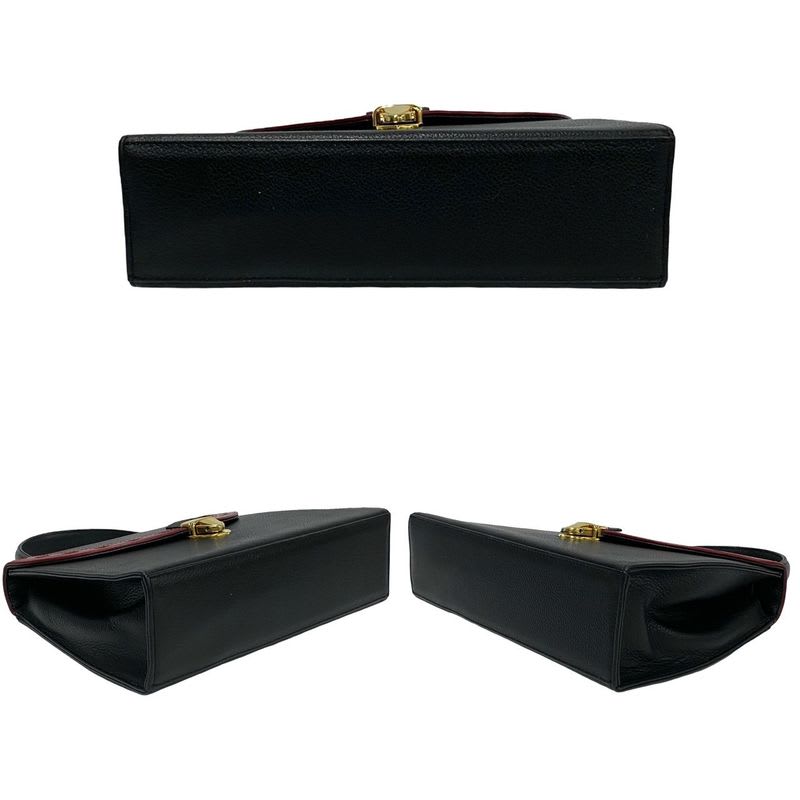 Yves Saint Laurent Cutout Punching Leather 2-Way Shoulder Bag Black