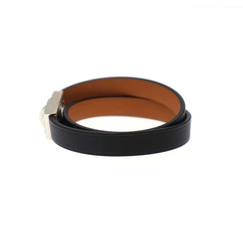 Hermes Kelly Double Tour Leather Belt Bracelet Black — view 3