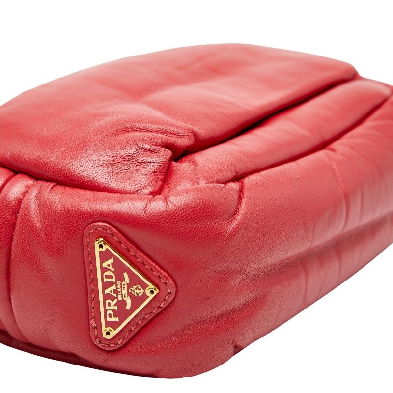Prada Triangle Logo Plate Red Leather — view 5