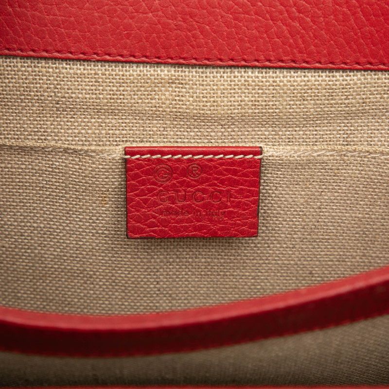 Gucci Interlocking G Crossbody Chain Shoulder Bag Red Leather — view 5