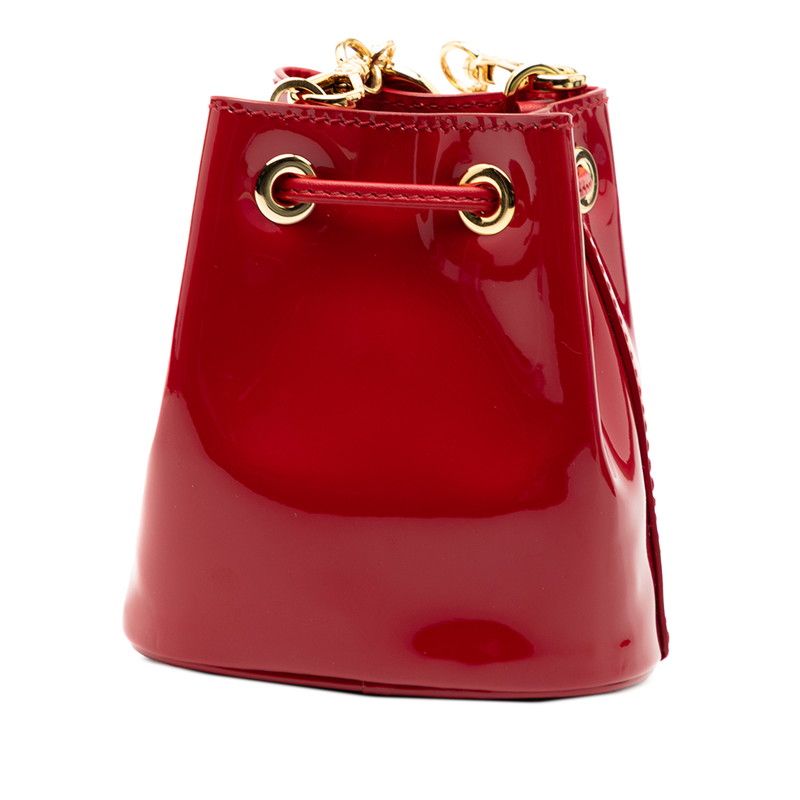Prada Triangle Logo Plate Mini Chain Shoulder Bag Pouch 1 Nr016 Red Patent — view 2